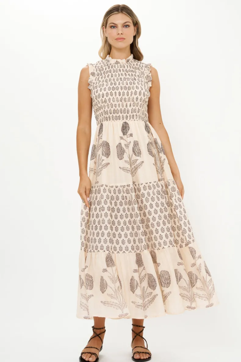 Sleeveless Smocked Maxi- Samba Black