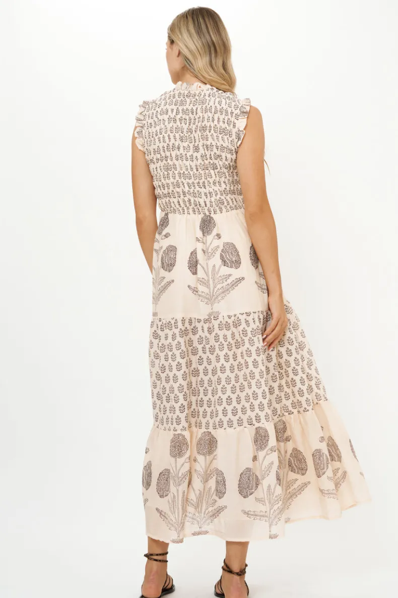 Sleeveless Smocked Maxi- Samba Black