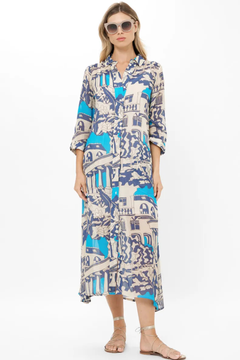 Shirt Dress Midi- Roma Blue
