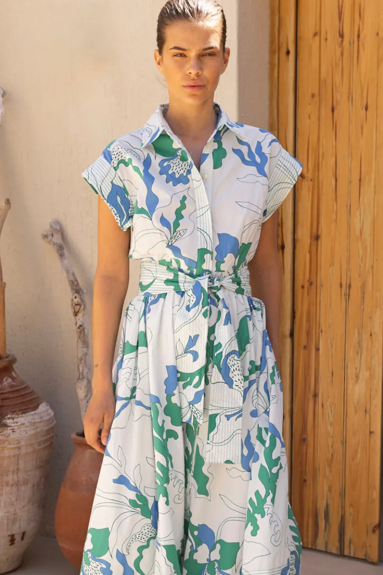 Belted Shirt Dress- Orchid Green