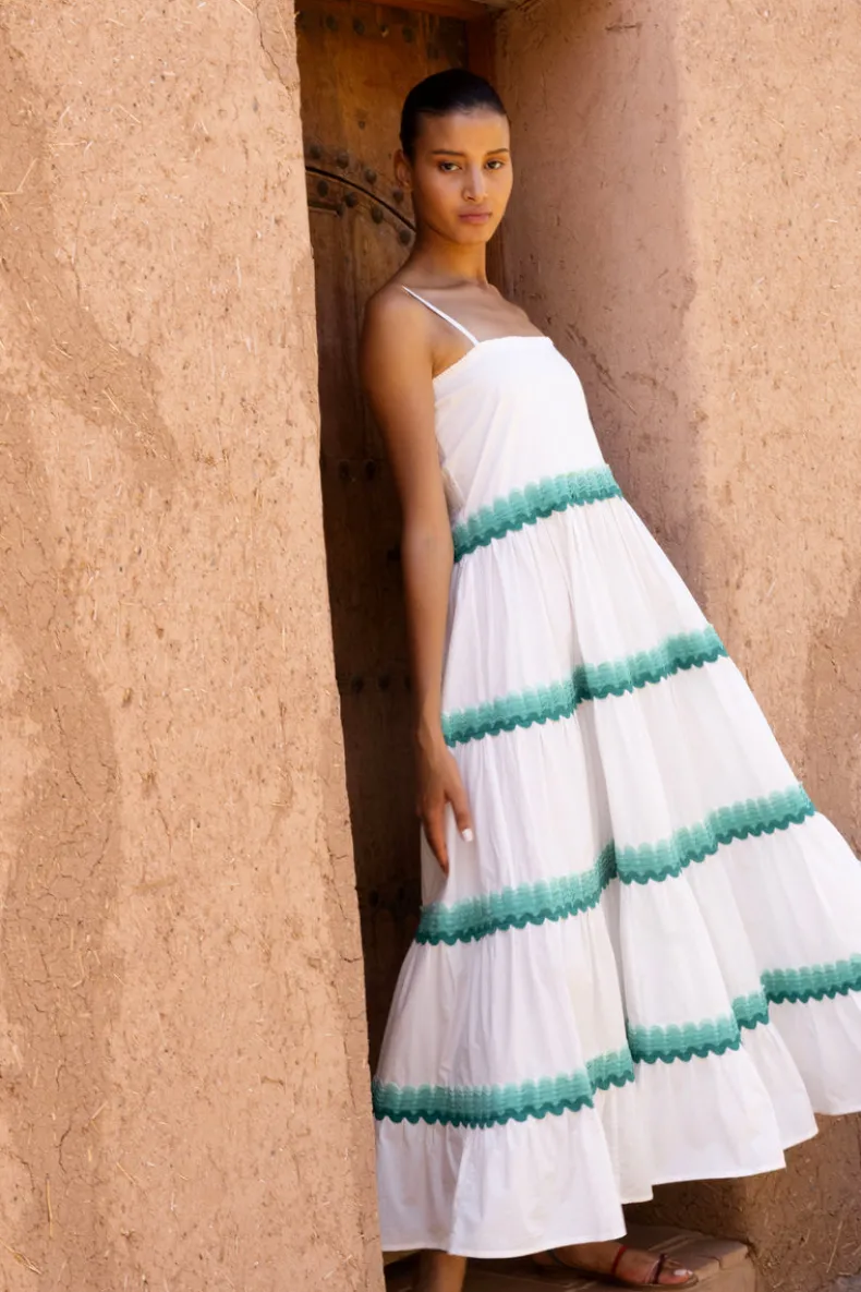 Smocked Back Maxi- Pacifica Aqua