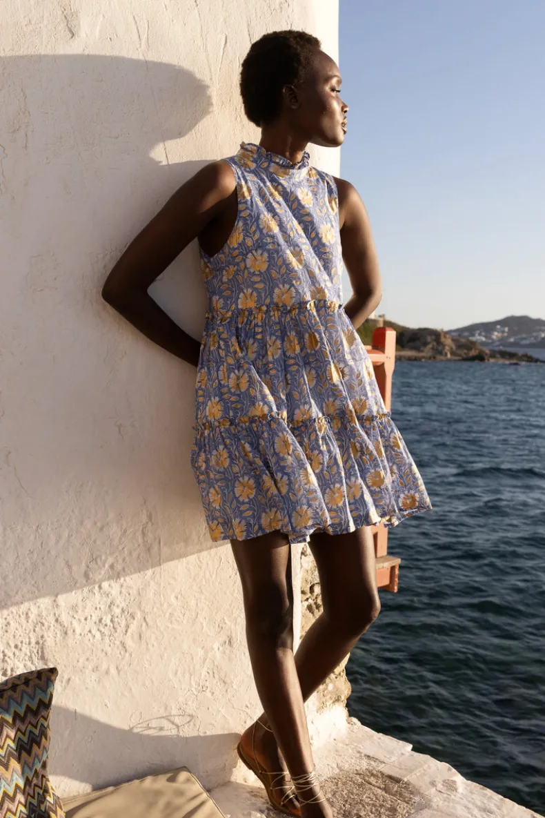 Ruffle Tiered Short- Mughal Blue