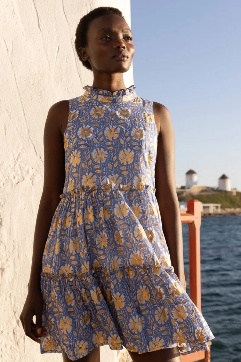 Ruffle Tiered Short- Mughal Blue