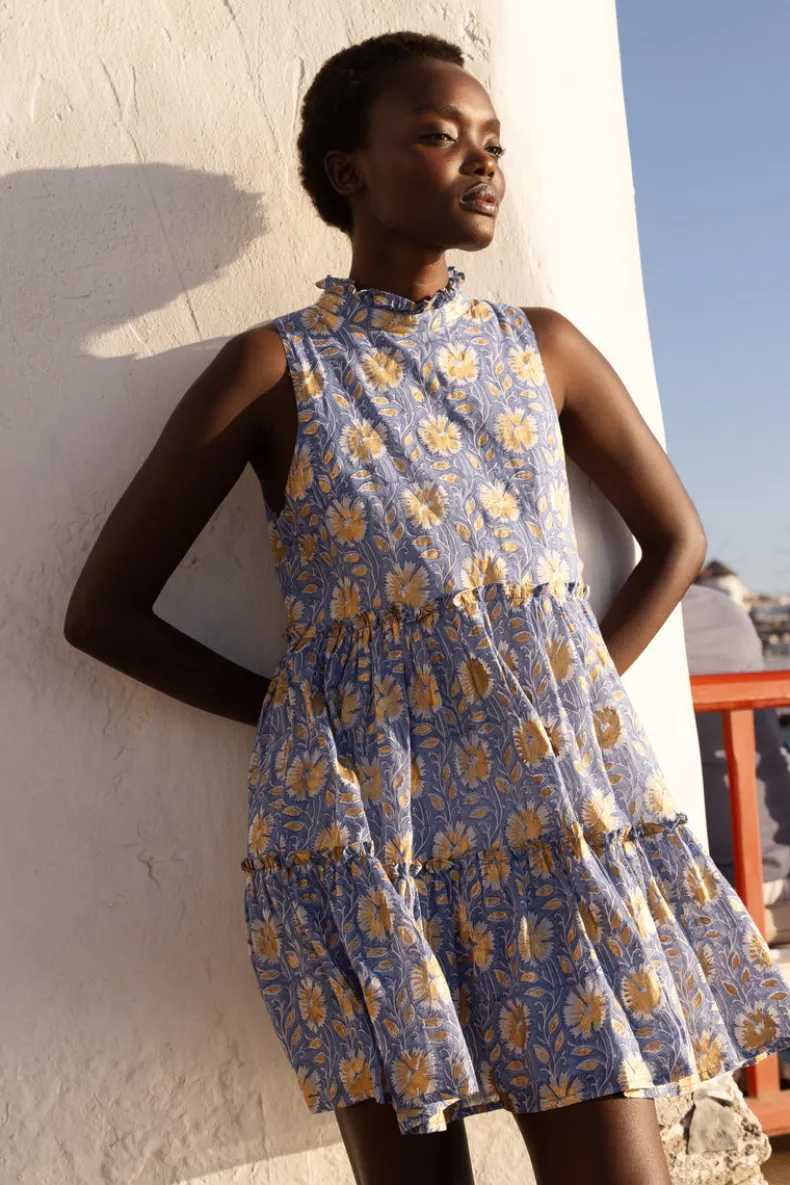 Ruffle Tiered Short- Mughal Blue