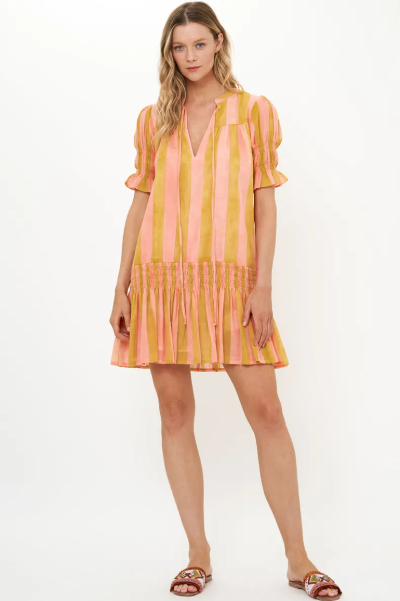 Smocked Drop Mini- Cabana Coral