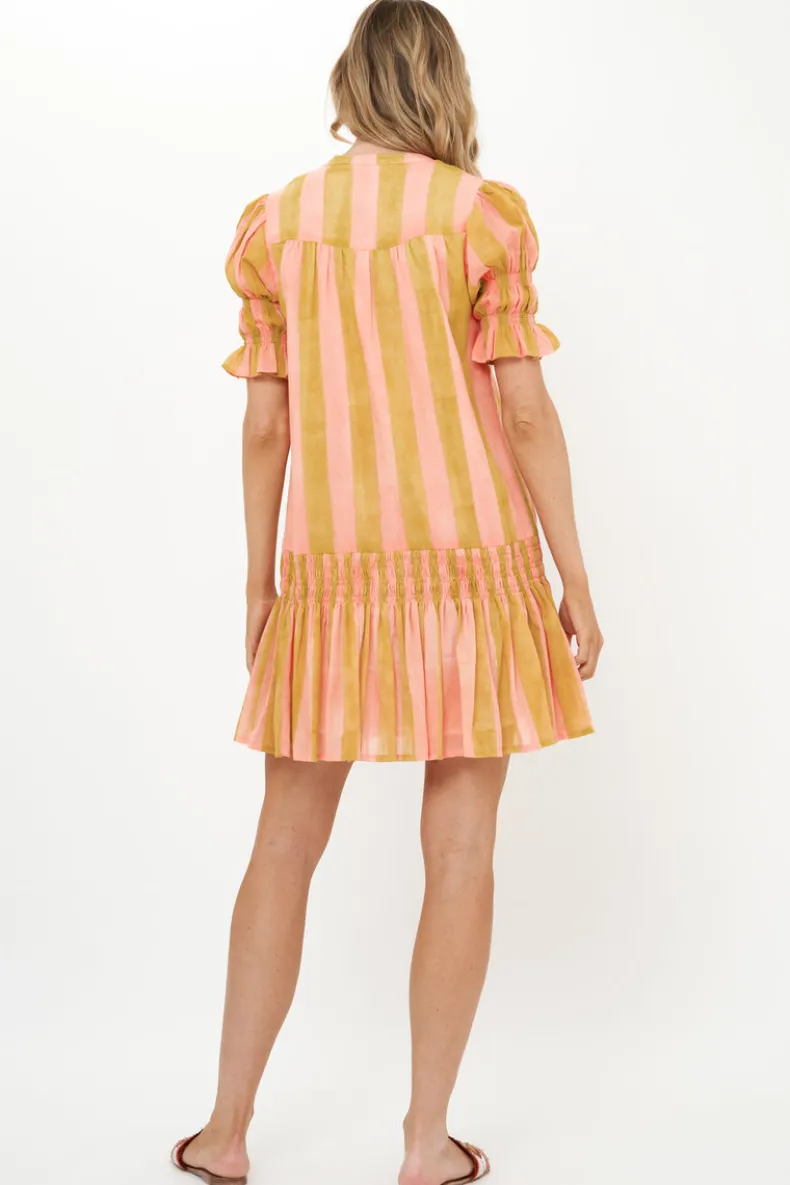 Smocked Drop Mini- Cabana Coral