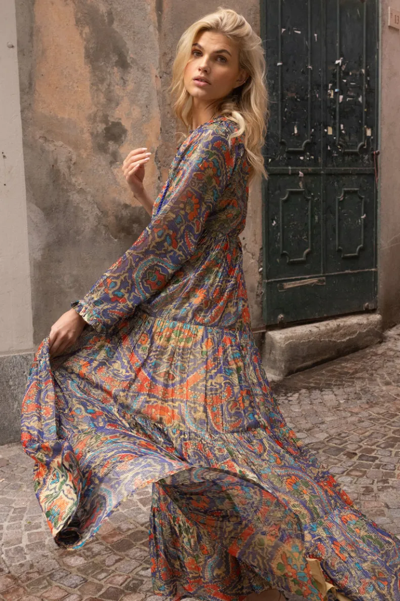 Balloon Sleeve Maxi- Persia Cobalt