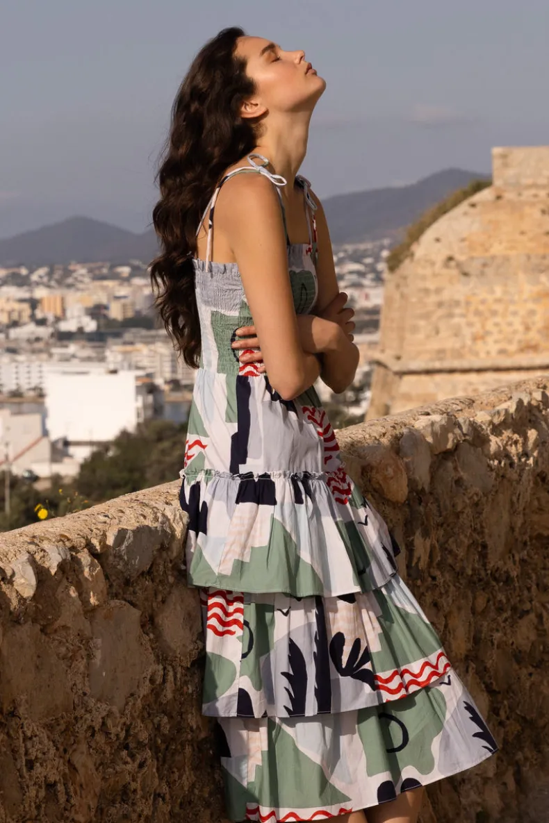 Smocked Tie Strap Midi- Riviera Sage