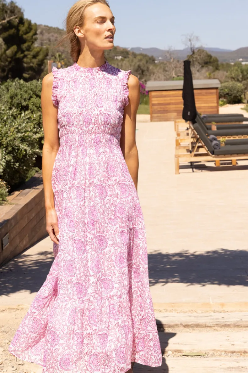 Sleeveless Smocked Maxi- Malta Pink