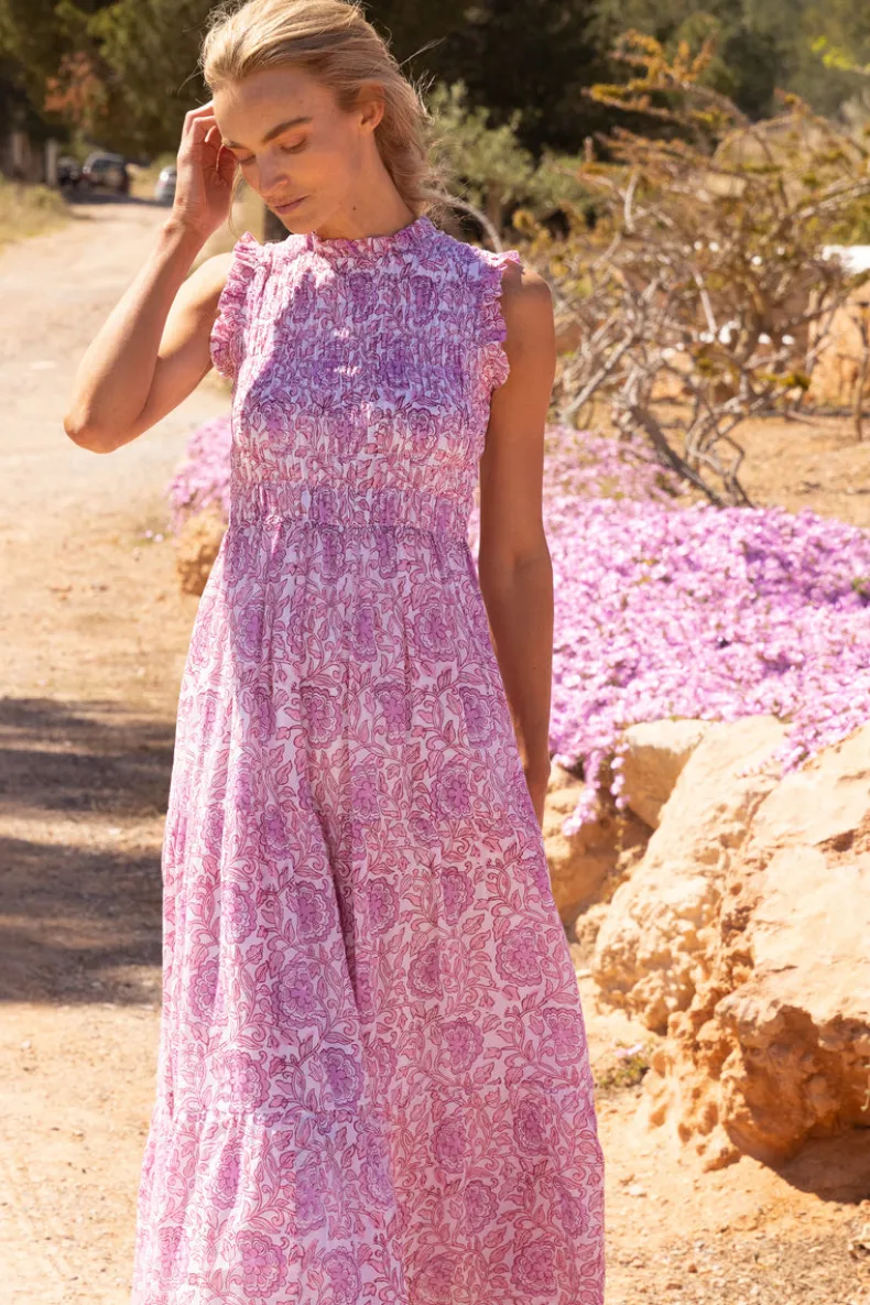 Sleeveless Smocked Maxi- Malta Pink