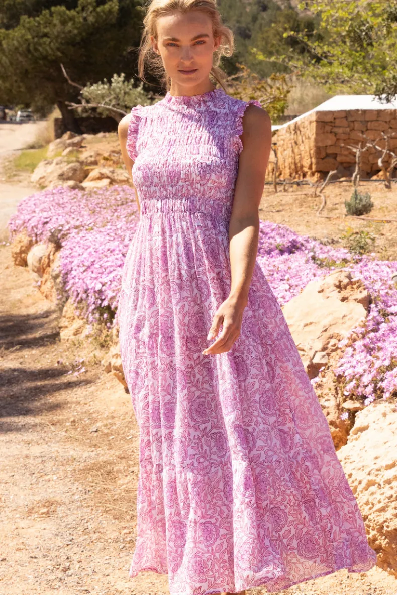 Sleeveless Smocked Maxi- Malta Pink