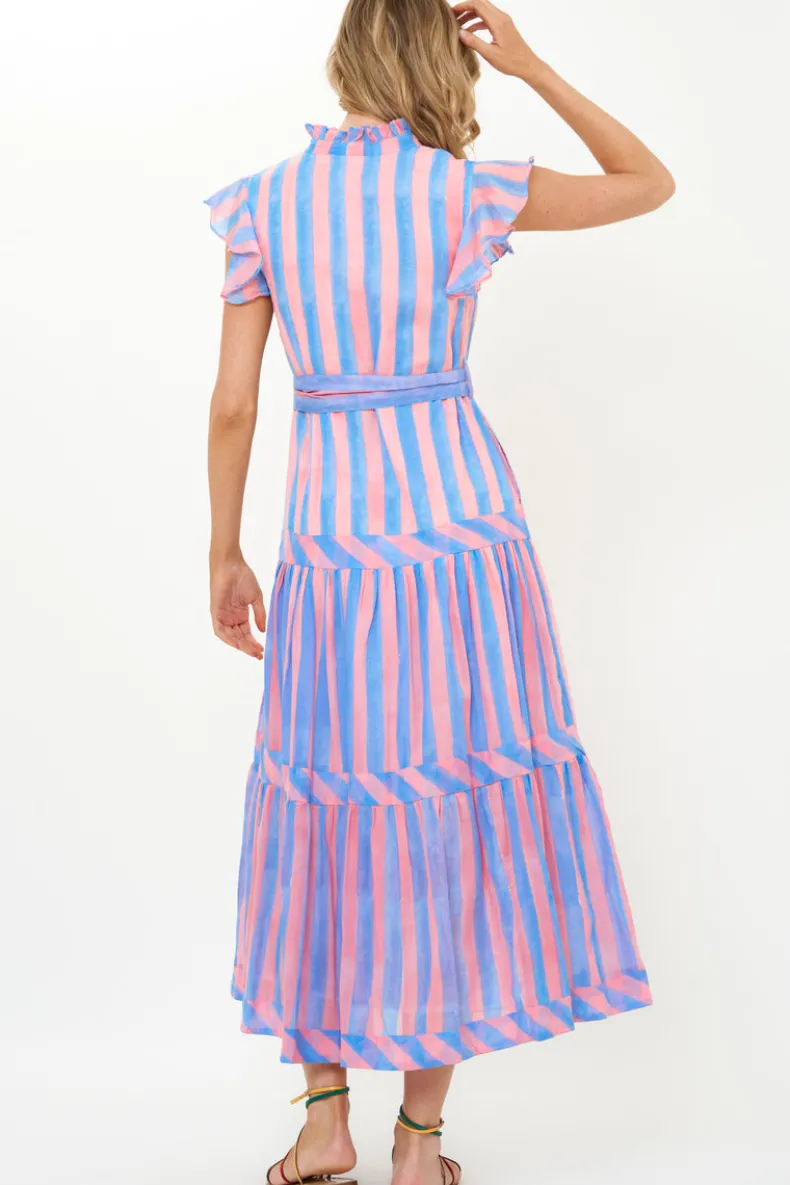Ruffle Collar Button Maxi- Cabana Pink