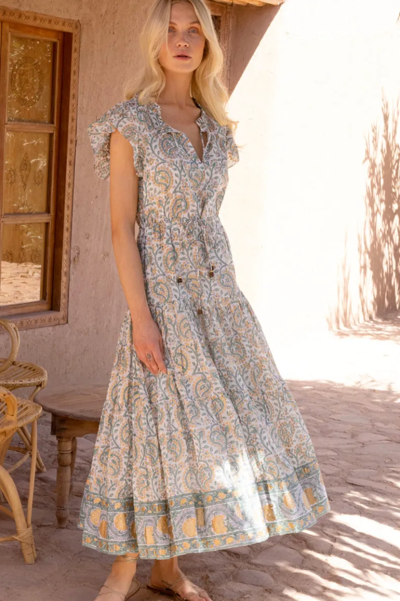 Cinched Flirty Midi- Marseille Green