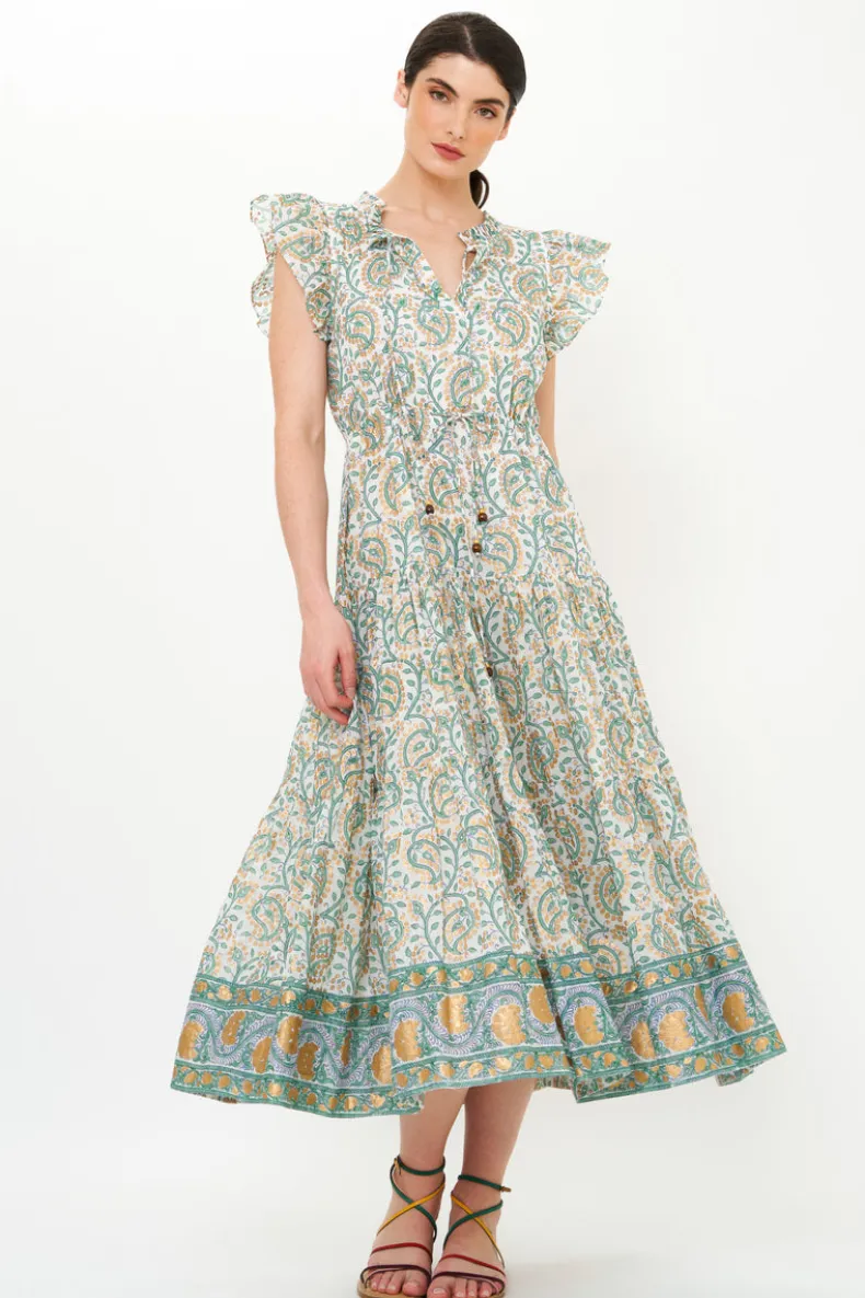 Cinched Flirty Midi- Marseille Green