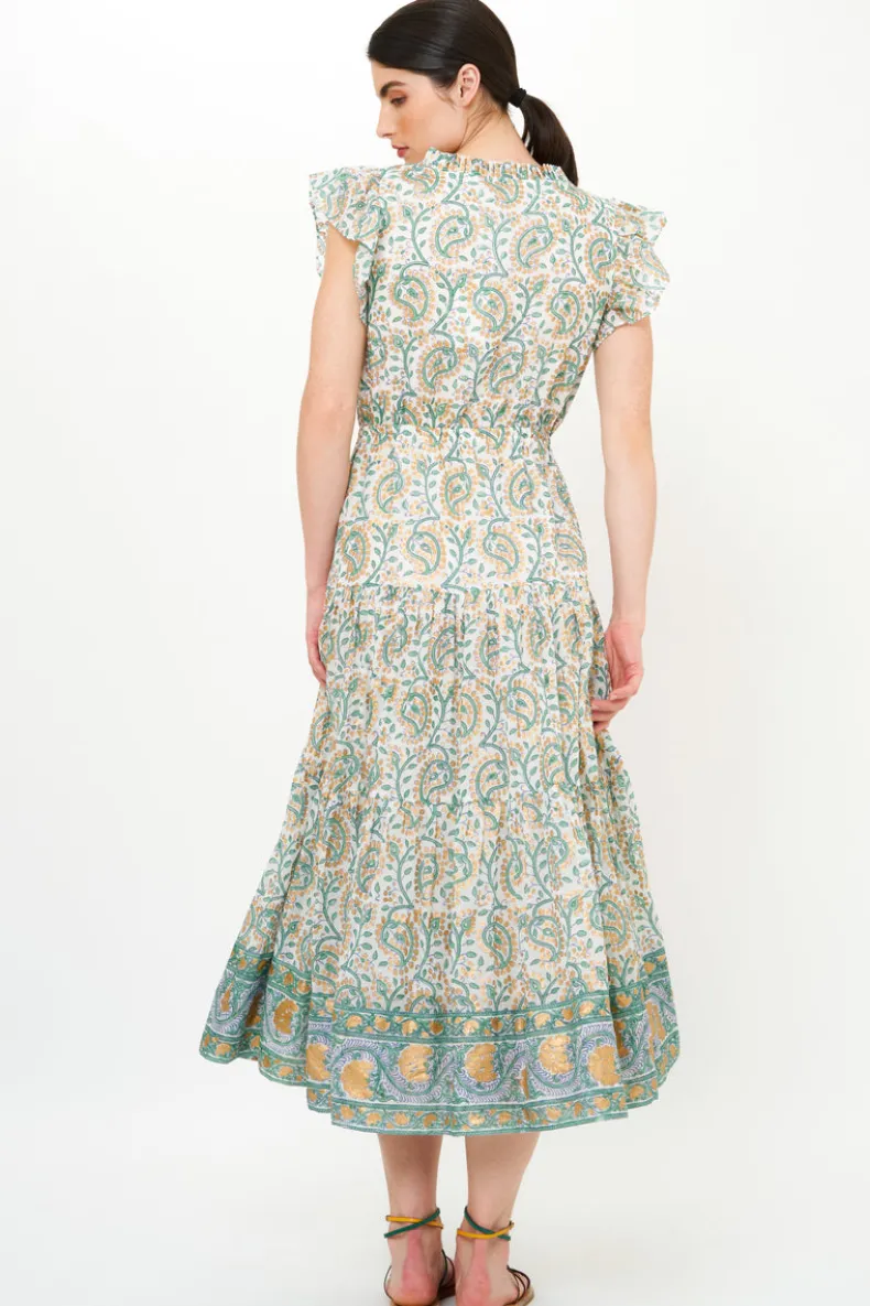 Cinched Flirty Midi- Marseille Green