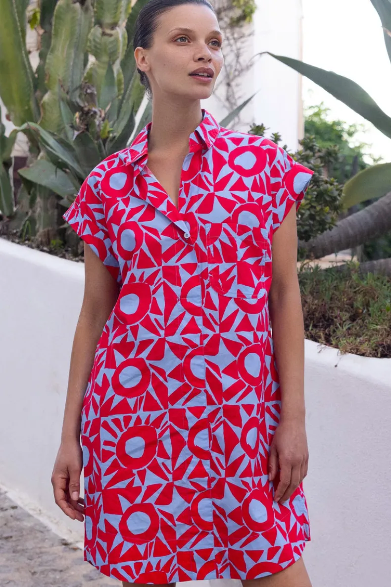 Shirt Dress Mini- Eclipse Red