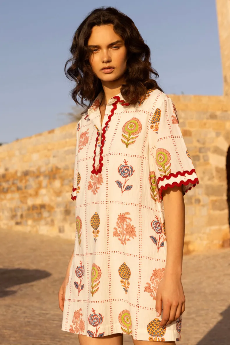 Collared Shirt Dress Mini- Taormina Cream