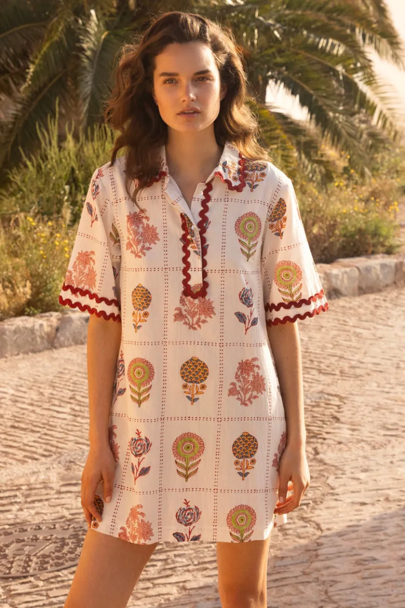 Collared Shirt Dress Mini- Taormina Cream