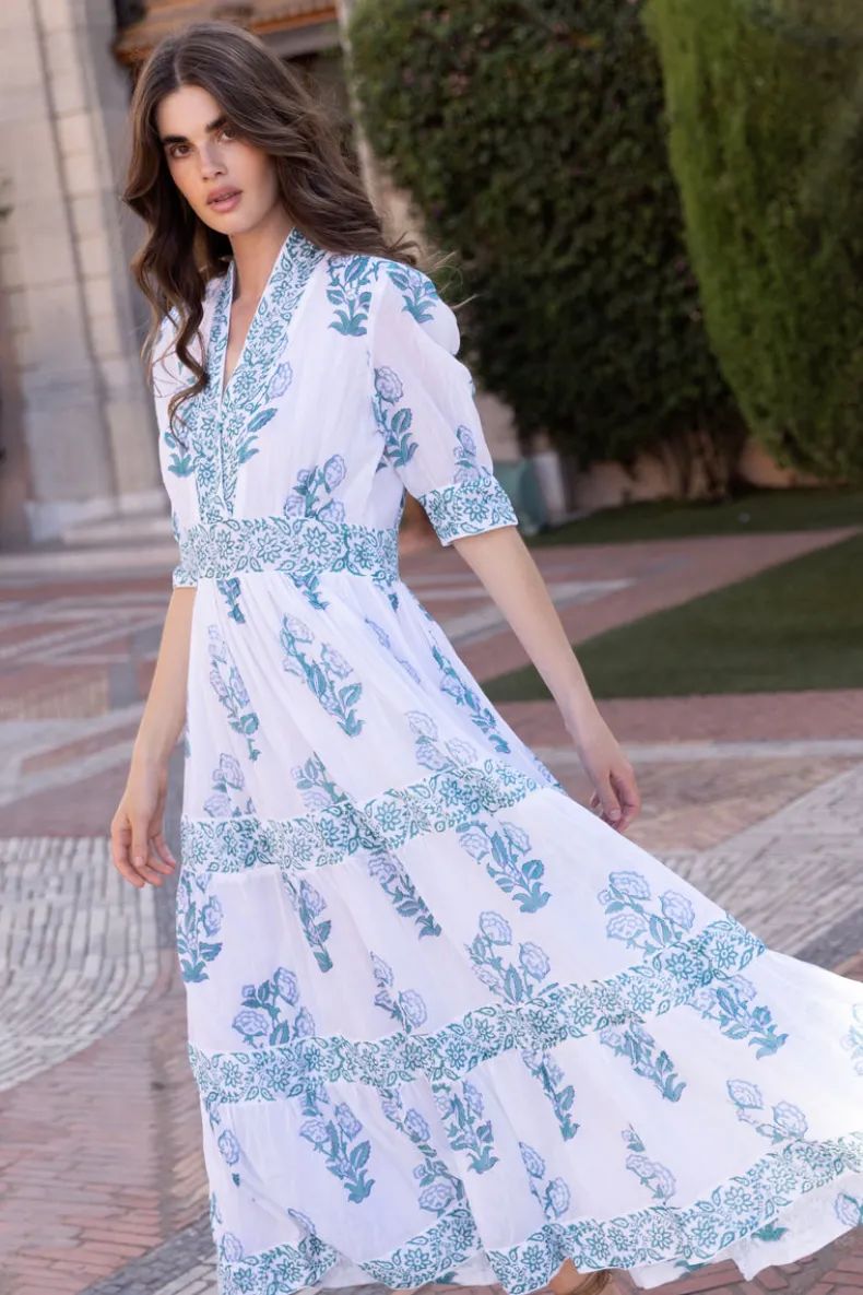 V-Neck Cuffed Maxi- Salvia Green