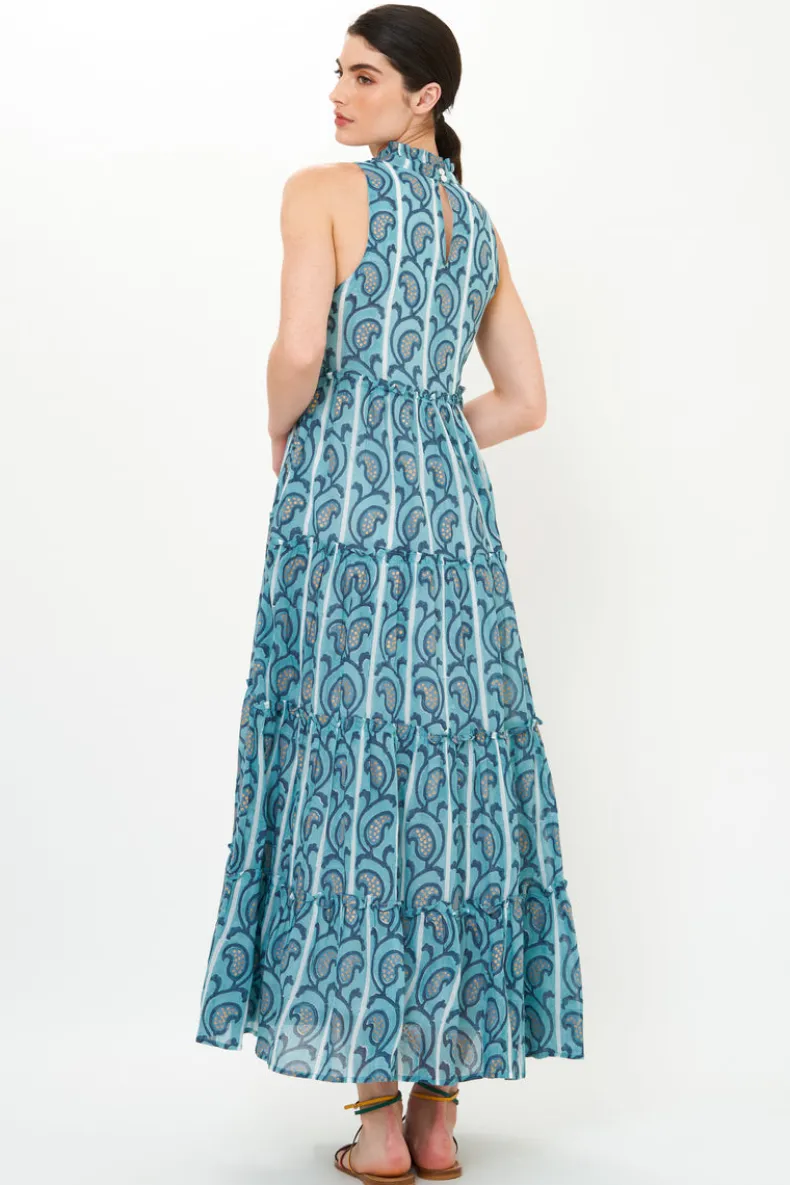 Ruffle Tiered Maxi- Goa Blue