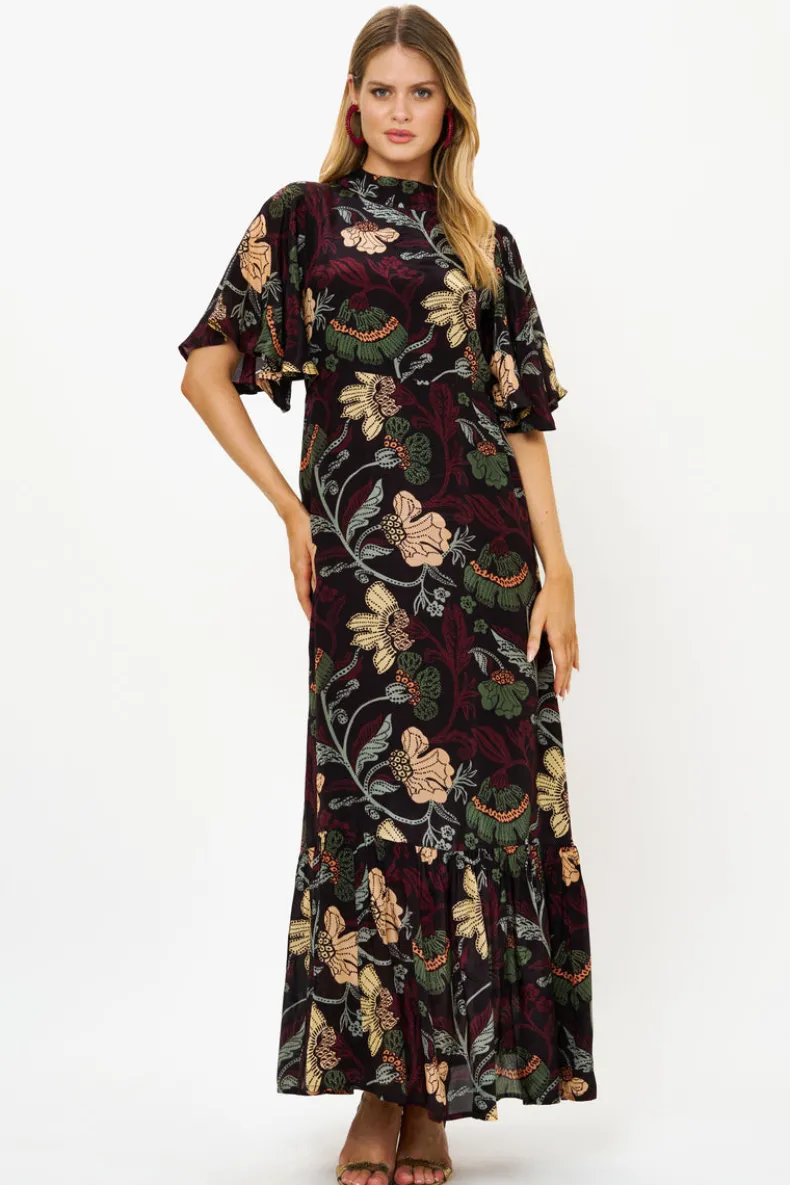 Flirty Mock Neck Maxi- Turin Wine