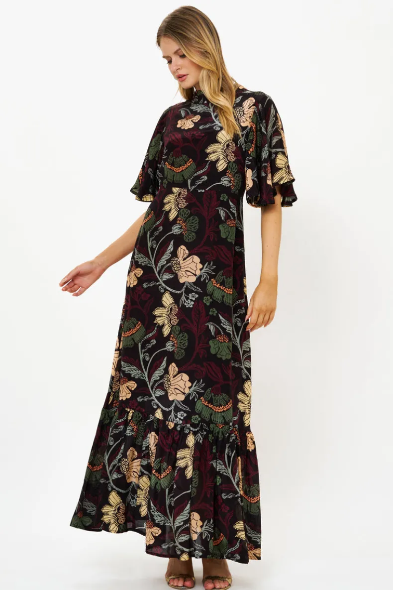 Flirty Mock Neck Maxi- Turin Wine