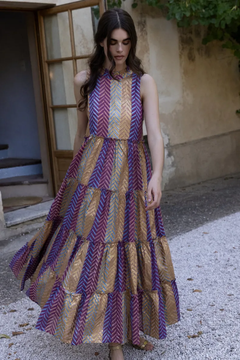 Ruffle Tiered Maxi- Torino Blue