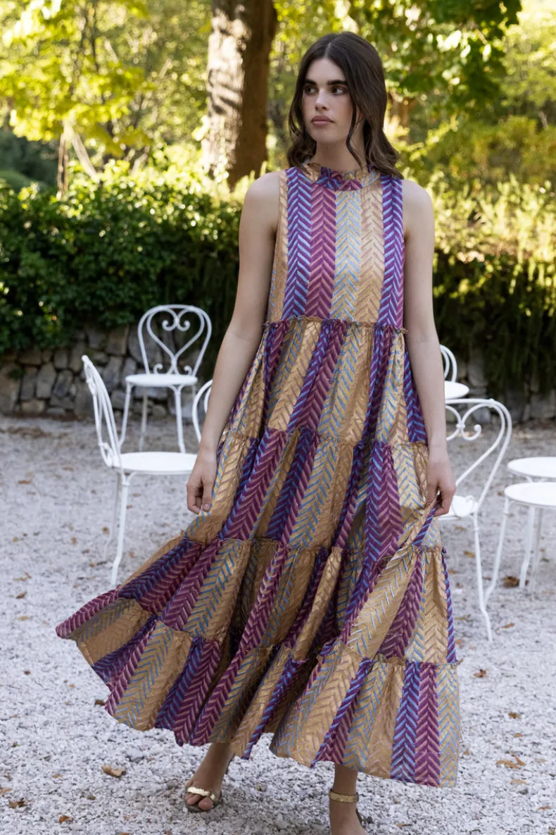 Ruffle Tiered Maxi- Torino Blue