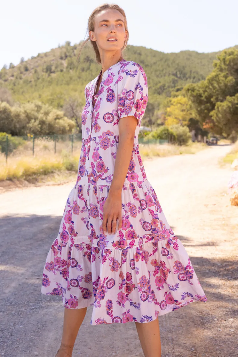 Scoop Tiered Midi- Pretoria Pink