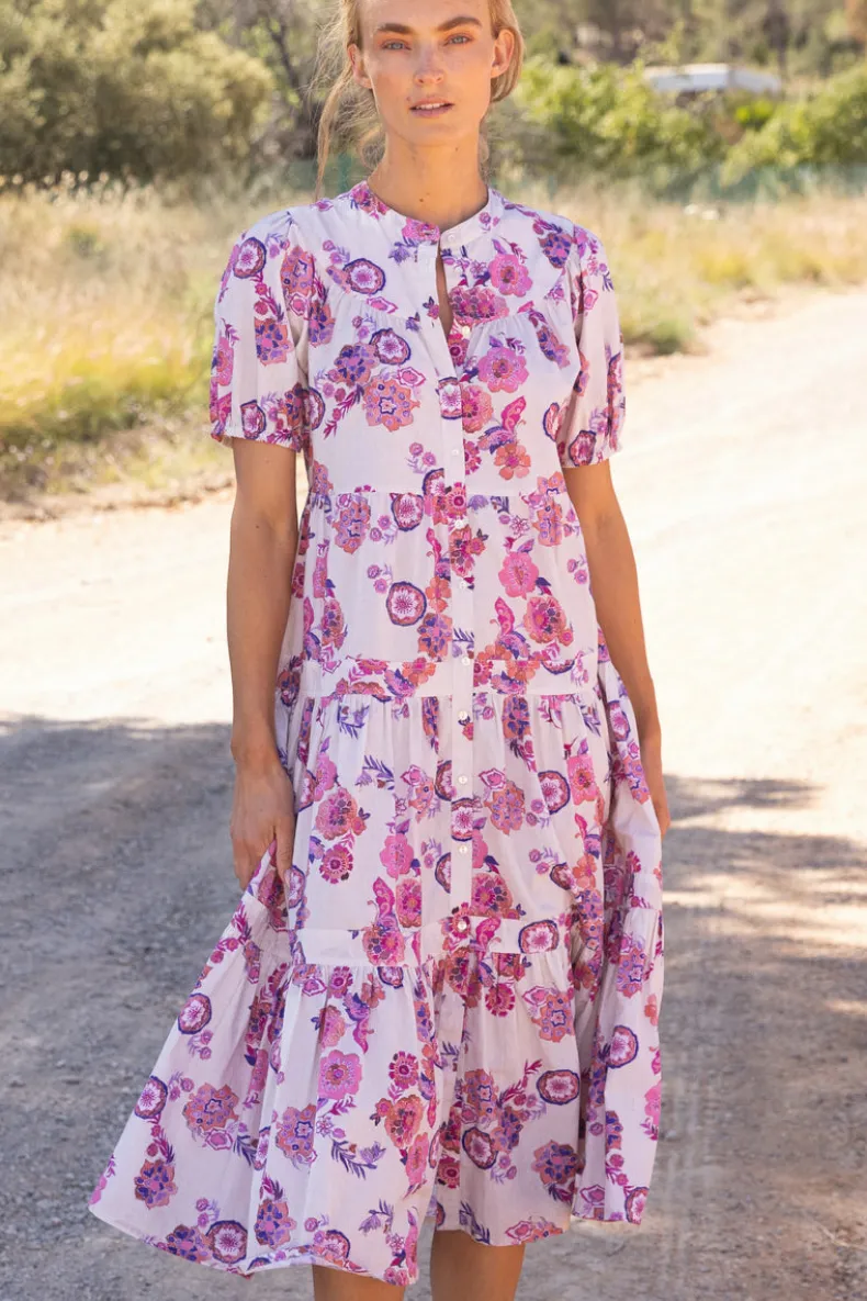 Scoop Tiered Midi- Pretoria Pink