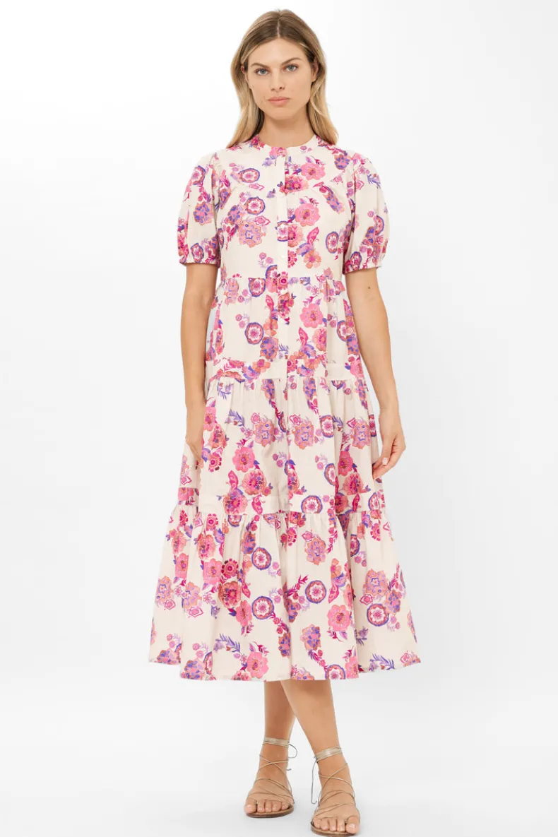 Scoop Tiered Midi- Pretoria Pink