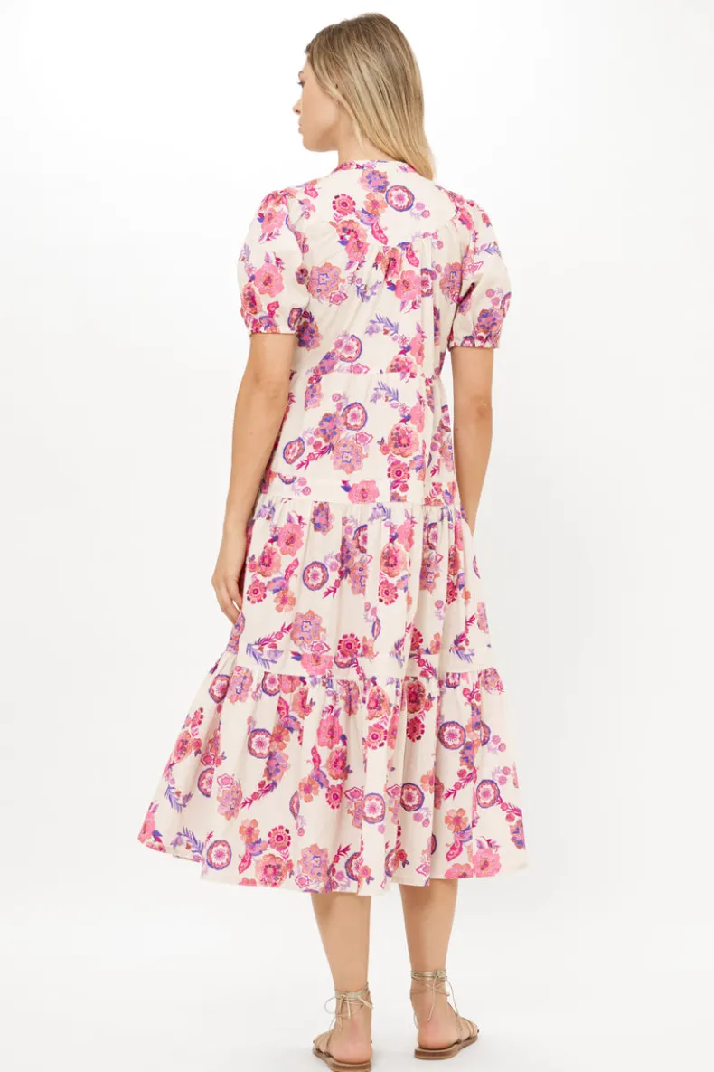 Scoop Tiered Midi- Pretoria Pink