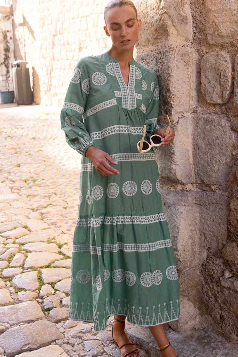Long Sleeve Yoke Maxi- Soleil Sage