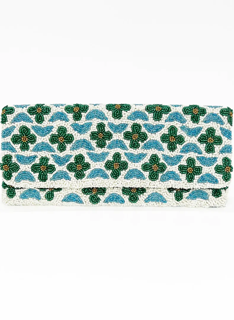 Beaded Clutch- Veranda Blue Green
