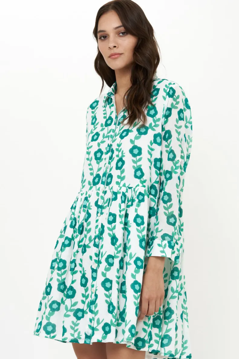 Long Sleeve Shirt Dress Mini- Toscana Green