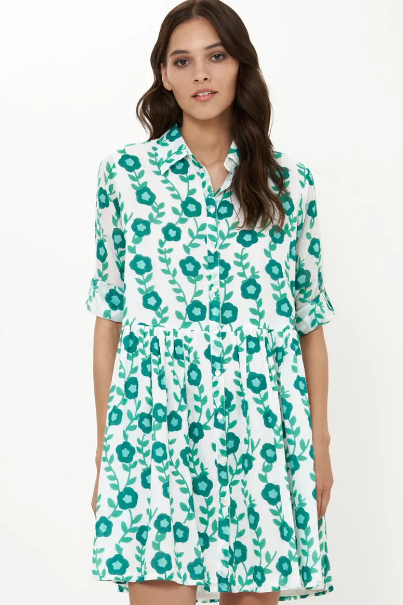Long Sleeve Shirt Dress Mini- Toscana Green