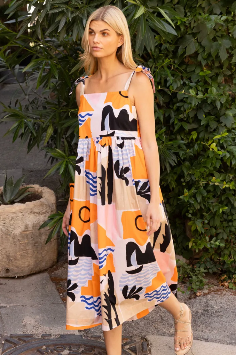 Tie Strap Pocket Midi- Riviera Orange