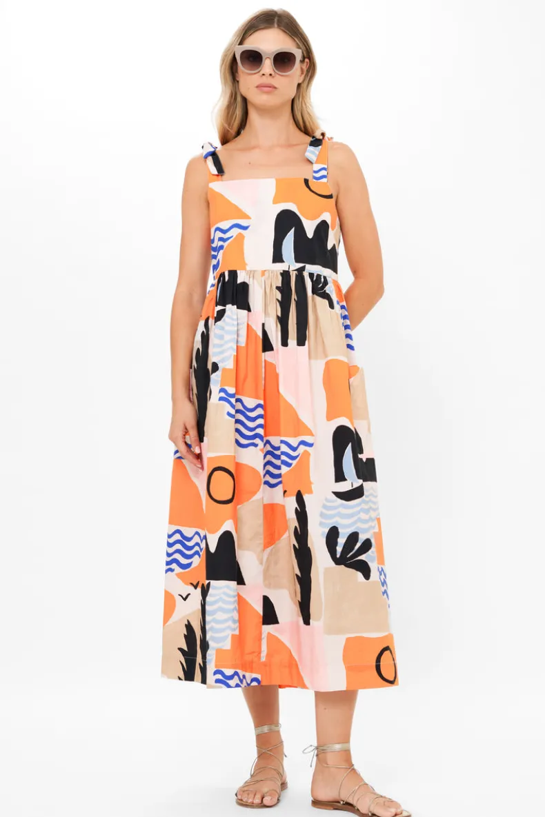 Tie Strap Pocket Midi- Riviera Orange