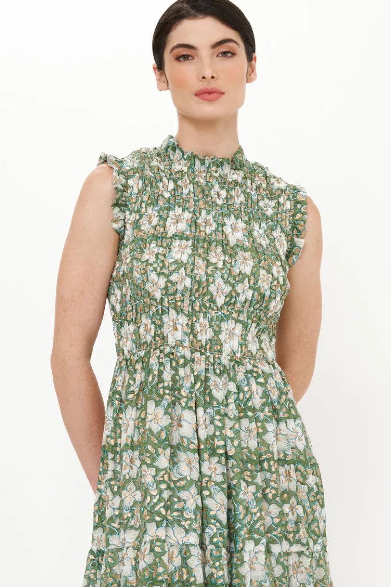 Sleeveless Smocked Maxi- Ivy Olive