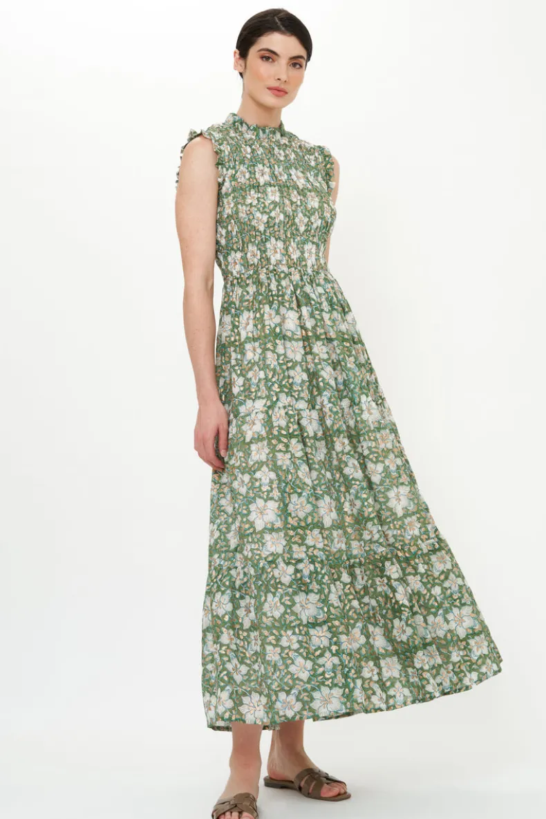 Sleeveless Smocked Maxi- Ivy Olive