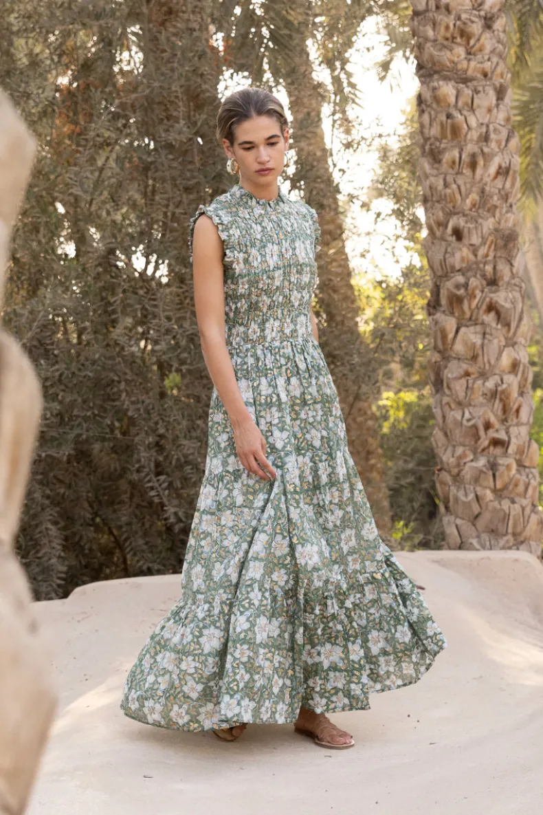 Sleeveless Smocked Maxi- Ivy Olive