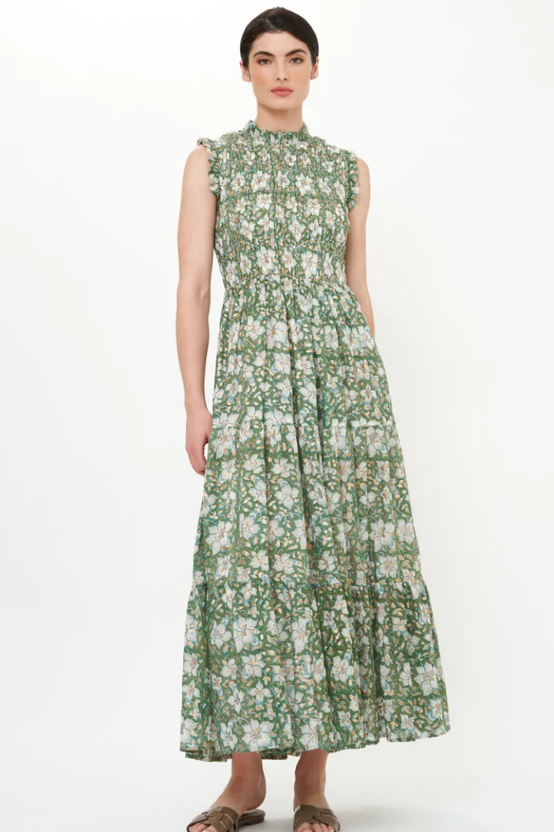 Sleeveless Smocked Maxi- Ivy Olive