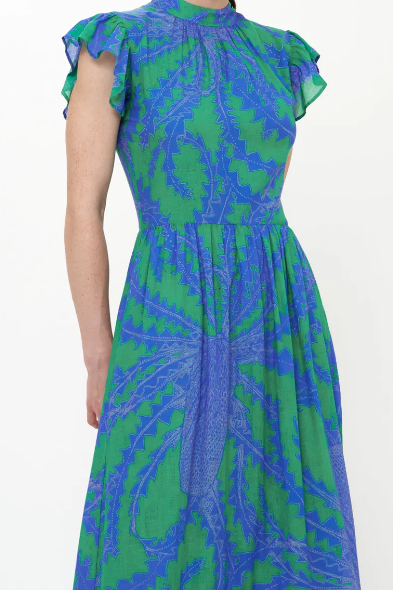 Mock Neck Flutter Maxi- Thistle Green
