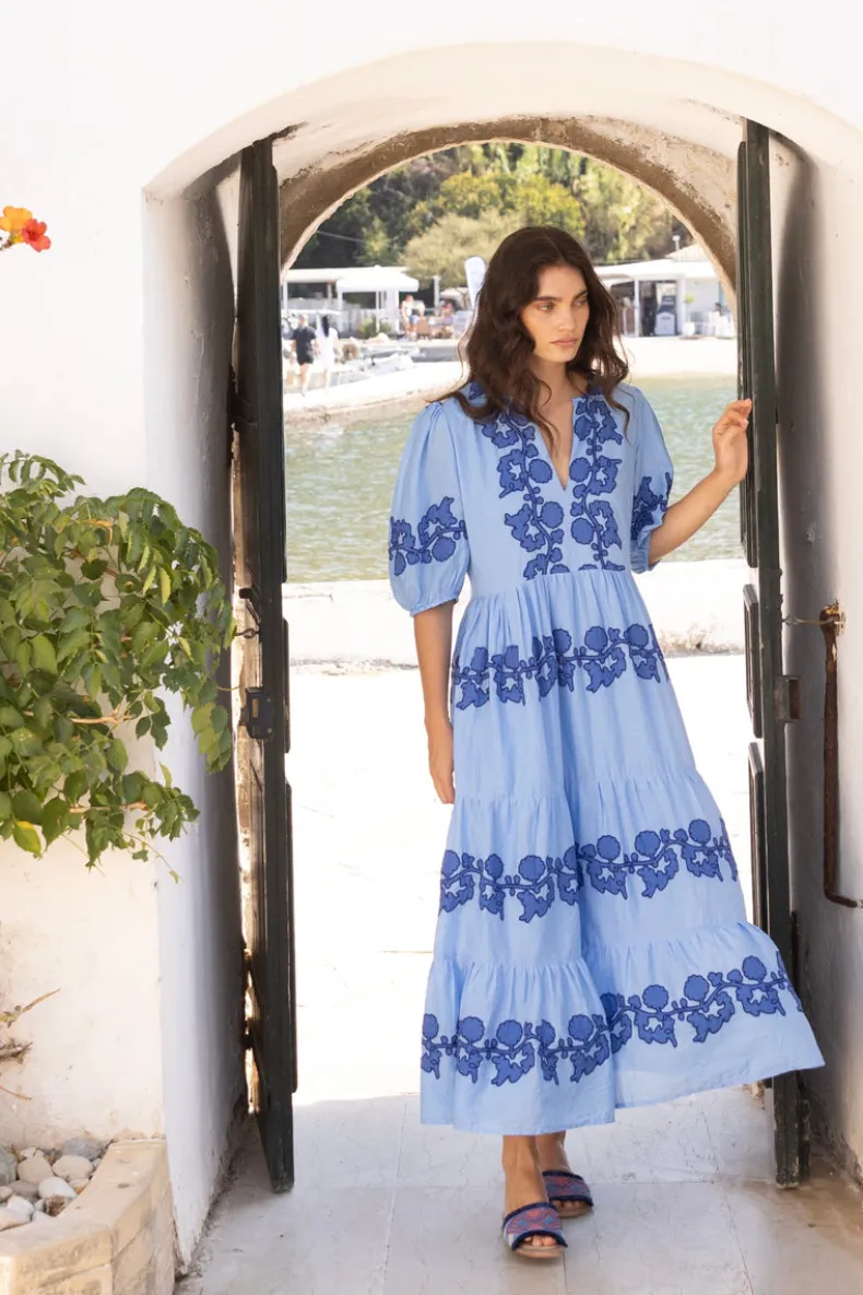 Puff Sleeve Maxi- Tangier Blue