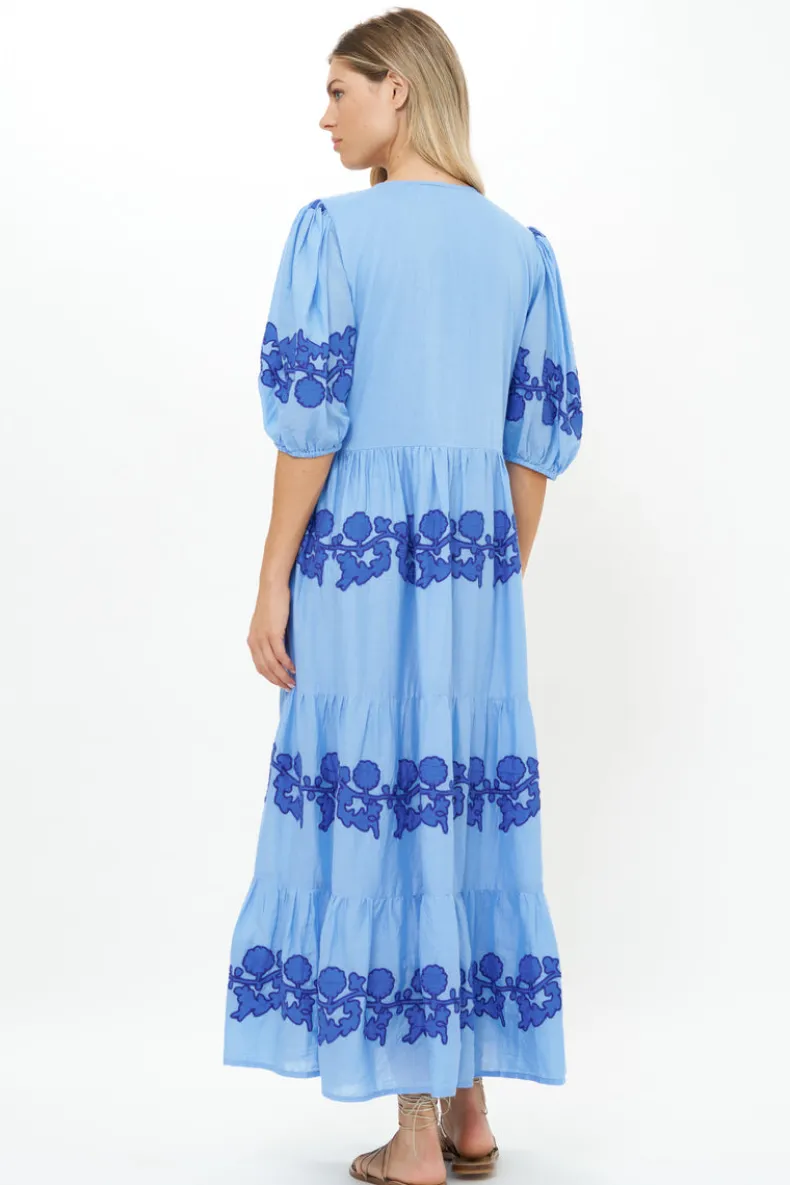 Puff Sleeve Maxi- Tangier Blue