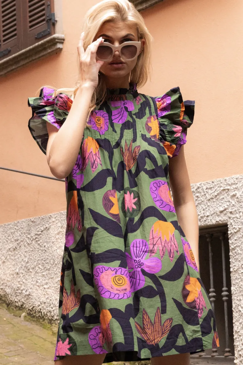 Pintuck Ruffle Mini- Bergen Olive