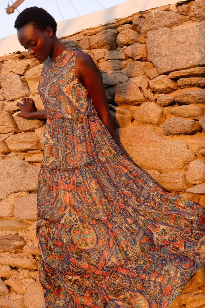 Ruffle Tiered Maxi- Persia Cobalt