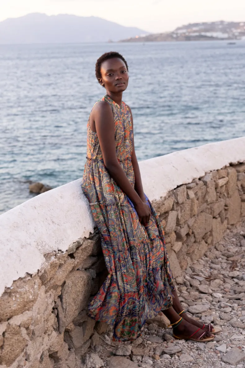 Ruffle Tiered Maxi- Persia Cobalt