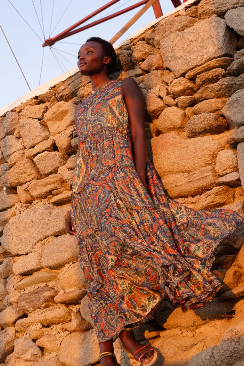 Ruffle Tiered Maxi- Persia Cobalt