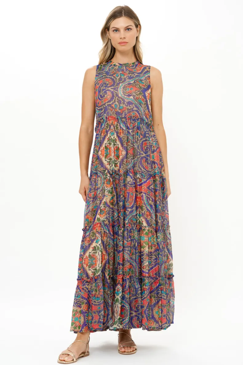 Ruffle Tiered Maxi- Persia Cobalt